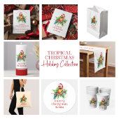 Tropisch kerstthema Dank u retro tekst Cadeaupapier