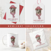 Feestelijke Waterverf Pitbull Happy Howlidays Feestdagenkaart