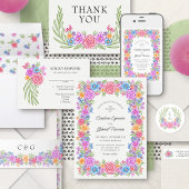 Levendige Floral Fiesta Luier Raffle Douche Informatiekaartje