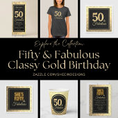 Elegant 50 & fantastisch zwart en gouden verjaarda kaart