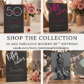 Vijftig en Fabulous Zwarte Script 50ste Verjaardag Kaart