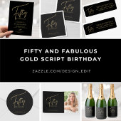 Vijftig en Fabulous Gouden Script 50ste Verjaardag Kaart