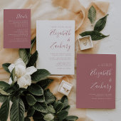 Modern Script Dusty Roos Wedding Kaart