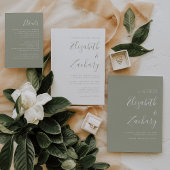 Modern Script Sage Green Wedding Bedankt Kaart