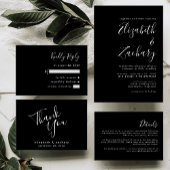 Modern Script Black and White Wedding Bedankt Kaart
