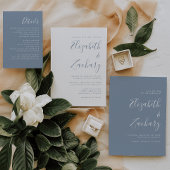 Modern minimalistisch Script-mosterd Blauw opslaan Aankondiging