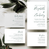 Budget Modern Script Emerald Green Wedding Menu