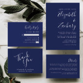 Modern Script Navy Blue Wedding Uitnodigingen Wikkel