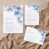 Blauwe aquarel bloemen kaart (Personaliseer de collectie van deze zelfstandige maker.)