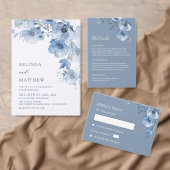 Blauw Aquarel Bruiloft RSVP Kaartje (Personaliseer de collectie van deze zelfstandige maker.)