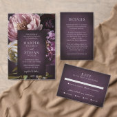 Dark Purple Fine Art Floral Elegant Wedding RSVP Kaartje (Personaliseer de collectie van deze zelfstandige maker.)