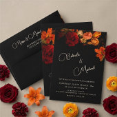 Floral Noir Wedding Kaart