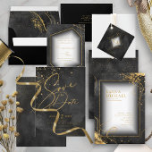 Fine Lines Gold Abstract Wedding V2 Black ID867 Wijn Etiket