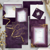 Fine Lines Gold Abstract Wedding V1 Plum ID867 Servet