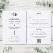 Fiona zwart-wit Bold Monogram Moderne bruiloft Programmakaart (Personaliseer de collectie van deze zelfstandige maker.)