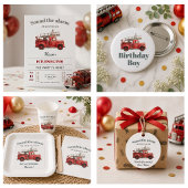 Vuurwagen Verjaardag Vuurweerwagen Feestje Ronde Button 5,7 Cm