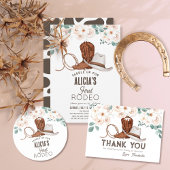 Eerste Rodeo Cowgirl Westerne Floral 1e verjaardag Kaart