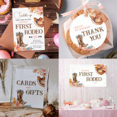 Eerste Rodeo Western Meisje 1e Verjaardagsuitnodig Kaart
