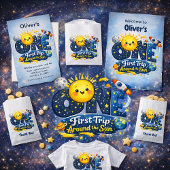 First Trip Around the Sun Space First Birthday Kaart
