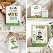 Eerste jaar Down Football 1e Verjaardag Foto Bedankkaart