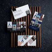 Bold Fitness Trainer Fotocollage Script Naam QR Visitekaartje