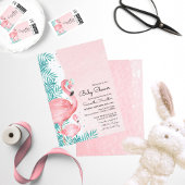Flamingo en tropische bladeren roze Baby shower Etiket