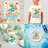 Vlak 1e verjaardag Dino Party Kleurrijk T-shirt