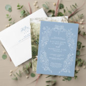 Spring Fleur de lis bruiloft stoffige blauwe witte Kaart (Personaliseer deze collectie van deze onafhankelijke maker. Test)