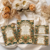 Flora  Art Nouveau bruiloft Kaart