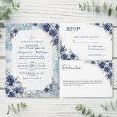 Blue Romantic Floral Botanical Wedding Belly Bands Uitnodigingen Wikkel (Personaliseer de collectie van deze zelfstandige maker.)