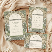 Floral Art Nouveau Greenery bruiloft Save The Date