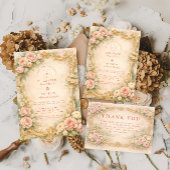 Florale Barok Roze Gouden Bruiloft Save The Date