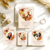 Elegante Bloemige Boho Verliefd Huwelijk Kaart