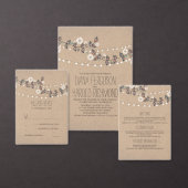 Schattigee lichte snaren bloemenrustieke verloving kaart (Personaliseer de collectie van deze zelfstandige maker.)