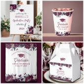 Bloemen Bourgondië en crème Afstuderen klasse van Papieren Bordje