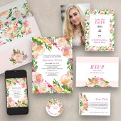 Bloemen Chique roze en gouden bloemen RSVP Kaartje