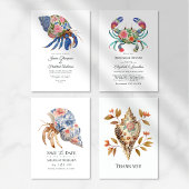 Floral Shelllfish Coastal Wedding Kaart