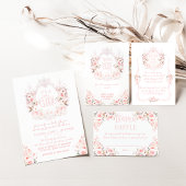 Floral Crest Blush Pink Het is een meisje Baby sho Ronde Sticker