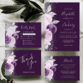Bloemgrijs Paarse zilveren bruiloft Dank u Kaart