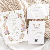 Floral Elegance Monogram Crest Wedding Menu