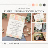 Floral Elegance Peach Blush Sage Classic Wedding Vierkante Sticker