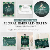 Floral Emerald Green Dress Birthday Quinceanera Save The Date