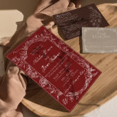 Chique Burgundy Bloem QR Code Foto Bruiloft Kaart