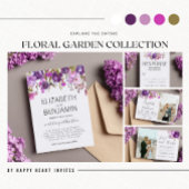 Bloementuin Paarse violette lavendel bruiloft RSVP Kaartje
