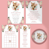 Floral Giraffe Cute Baby shower Return Address Etiket