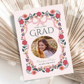 Floral Graduation Party Invitation Elegant Frame Kaart