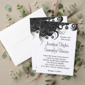 Bloemen Zwart en Wit 5" x 7" Bruiloft uitnodiginge Kaart (Personaliseer deze collectie van deze onafhankelijke maker. Test)