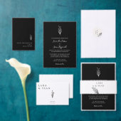 Floral Lavendel Modern Minimalistisch Wit en Zwart Menu (Personaliseer de collectie van deze zelfstandige maker.)