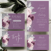 Floral Mauve Blush Zilver Bruiloft Dank u Kaart