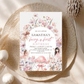 Pink Floral Fairy First Birthday Photo Invitation Kaart